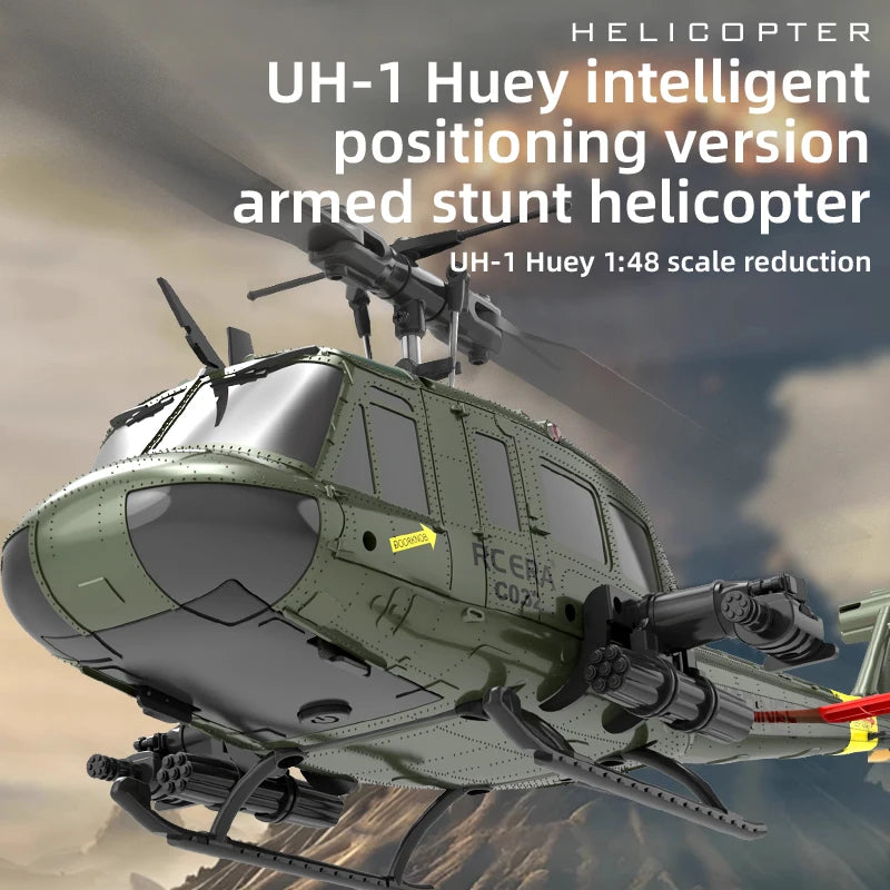 EZ C032 UH-1 brushless RTF RC Helicopter 6-axis Gyroscope One Click 3D Flip Optical flow positioning UH1 helicopter model Hobby Toy