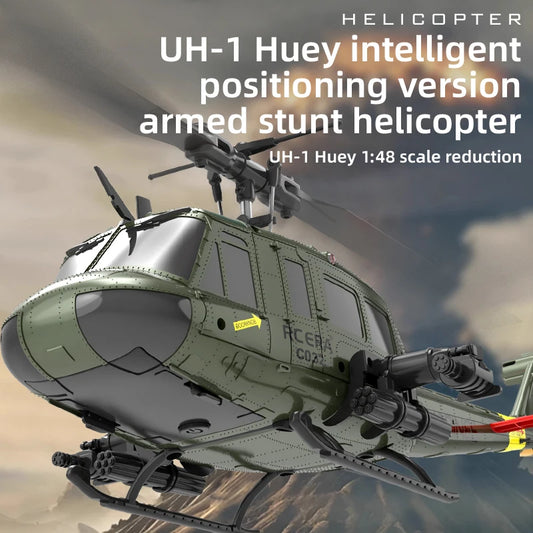 EZ C032 UH-1 brushless RTF RC Helicopter 6-axis Gyroscope One Click 3D Flip Optical flow positioning UH1 helicopter model Hobby Toy