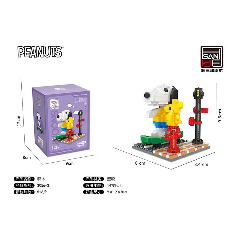 EZ Snoopy Diamond Building Blocks Assembly Street View Model Character Scene Dog Mini Bricks Figure Toys For Christmas Gifts