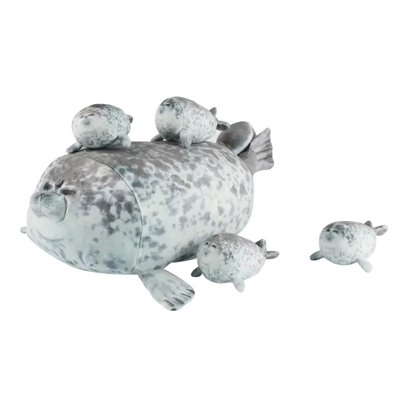 EZ 40cm Mother and son Seal five-piece plush toy Seal zipper toy for boys and girls Christmas Halloween gifts