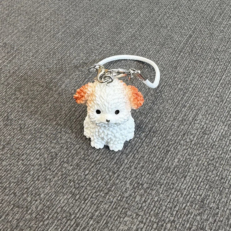 EZ 15cm/17cm Labubu Doll Accessories - Mini Adorable Resin Flocking 3D Bichon Frise Dog Pendant Charms