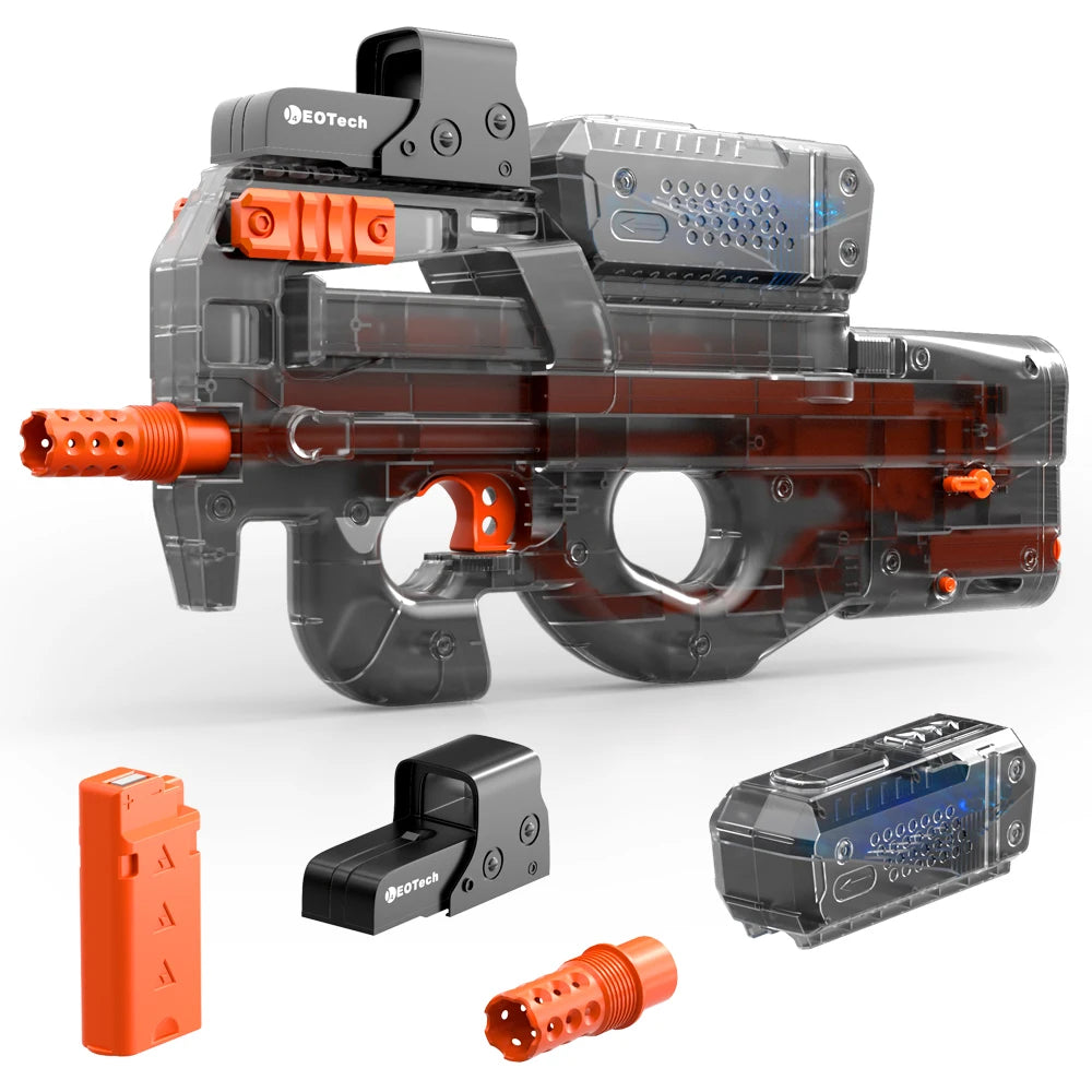EZ Electric Gel Gun in Transparent Black! Fully Automatic Splatter Ball Toy, Perfect for Outdoor Shooting Games (No Bullets)
