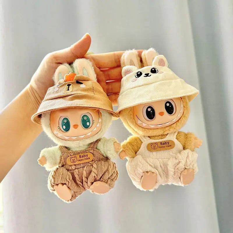 EZ Mini Plush Doll'S Clothes Outfit Accessories For Korea Kpop Exo Labubu Idol V1 V2 bubble overalls hat Clothing Gift