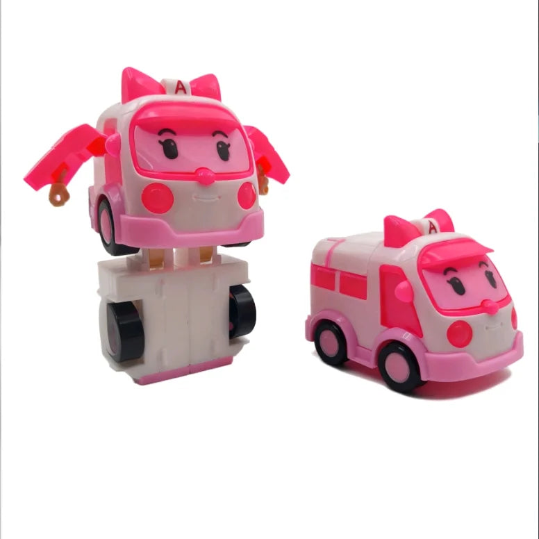 EZ 6pcs/set Cartoon Robocar Poli Action Figures Transformation Anime Hand Deformation Car Model Airplane Gift Toys Robots For