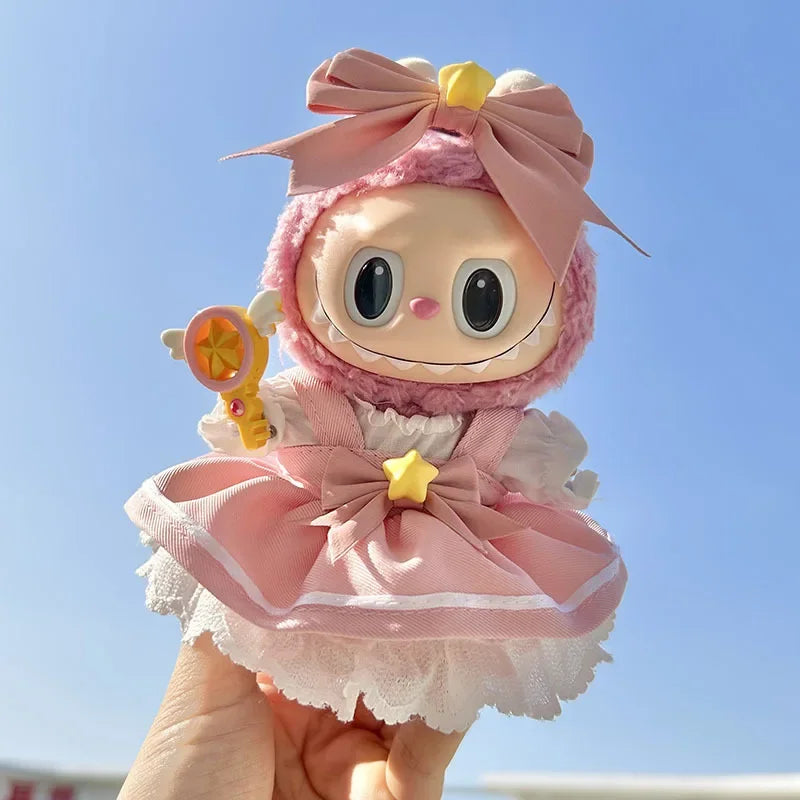 EZ For 3.0 labubu V1 V2 V3 Kawaii Sakura princess skirt dresss For Ropa 15/17cm Labubu Idol Dolls Skirt Doll Clothes Clothing