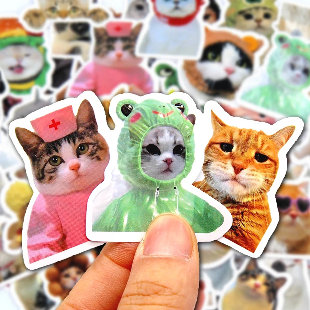 EZ 10/50/100pcs Funny Cat Stickers Cartoon Cute Decals Toy Stationery Guitar Phone Bicycle Laptop Luggage Car Graffiti Kids Sticker