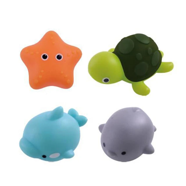 EZ Baby Cute Animals Bath Toy LED Light Up Toys Swimming Water Soft Rubber Float Induction Luminous Duck for Kids Play Funny Gifts
