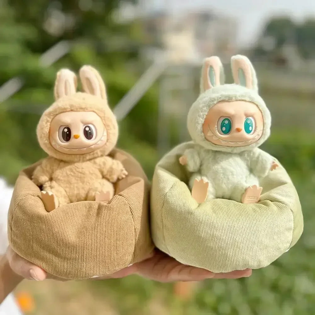 EZ For 17cm Labubu Mini Sofa Bjd Doll Room Decoration 2nd Generation Sitting Party Series Doll Sofa Car Mini Sofa Bed