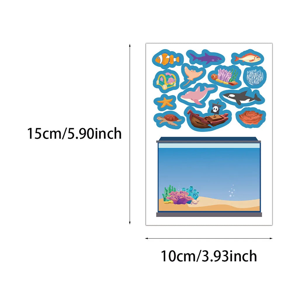 EZ 8PCS Lucky Fish Tank Puzzle Sticker Handmade DIY Notebook Desktop Creative Decoration Waterproof