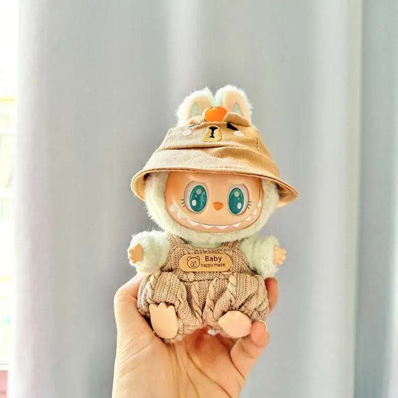 EZ Mini Plush Doll'S Clothes Outfit Accessories For Korea Kpop Exo Labubu Idol V1 V2 bubble overalls hat Clothing Gift
