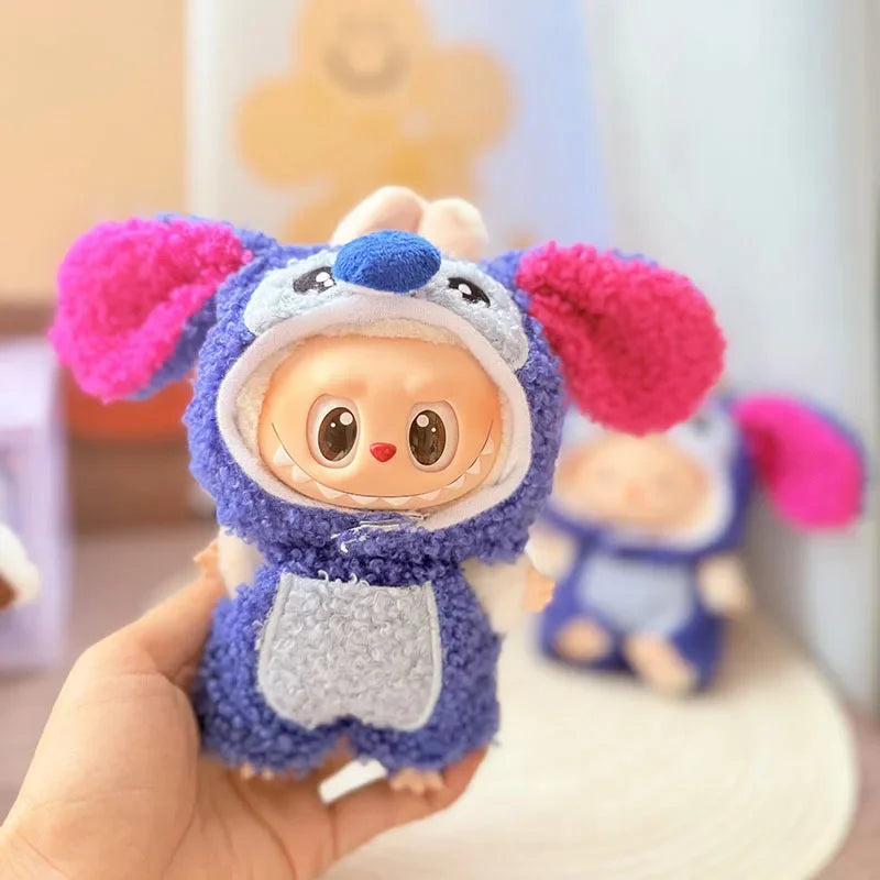 EZ Labubu Doll Clothes Stitch Costume Set - Cute Cartoon Character Outfit for 17cm Pullip Blythe OB11 BJD Dolls