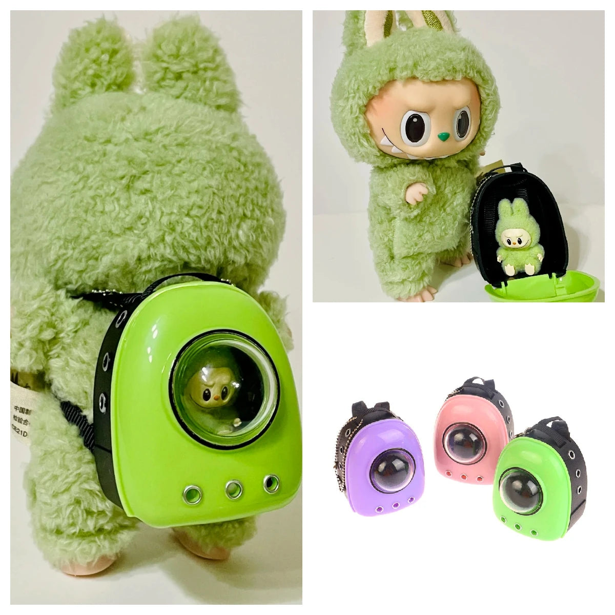 EZ Labubu Doll Canvas Backpack Simulation Pet Bag for 15/17cm Dolls Cute Doll Accessories