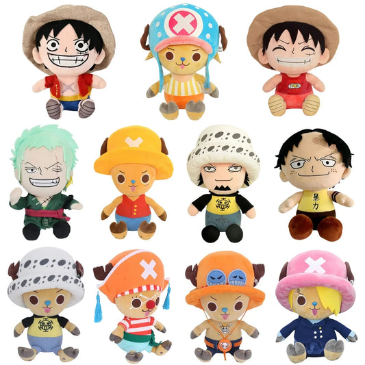 EZ Japanese Anime 25cm One Piece Original Plush Toys CartoonFigure Luffy Chopper Ace Roronoa Zoro Cute Stuffed Doll Kids Xmas Gifts