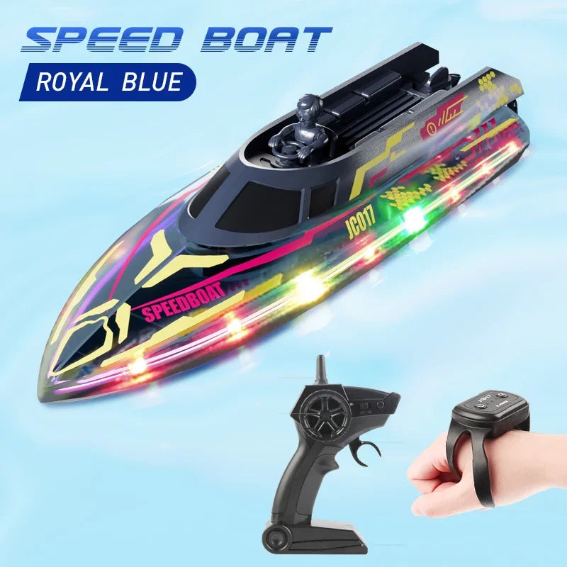 EZ 2.4G Remote Control Boat Children Toy Electric Stunt Speedboat with Lights High Speed RC Race Boat Yacht Electric Ship Water Toy
