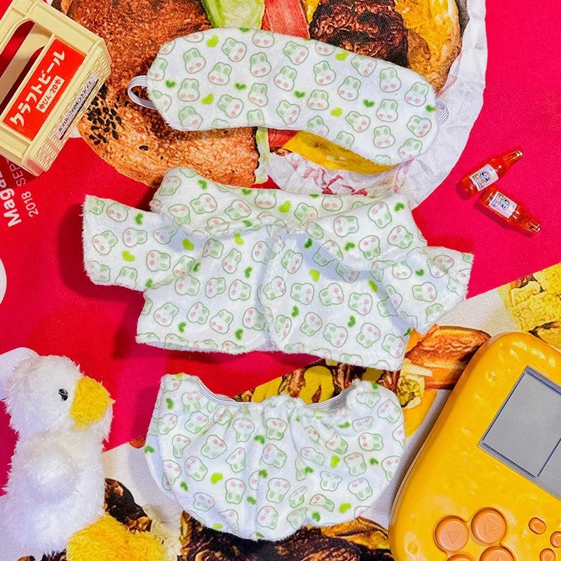 EZ Doll Clothes Accessories for 17cm Labubu Dolls Baby Doll Lovely Pajamas With Eye Mask Stuffed Cotton Toy for Korea Star Kpop EXO