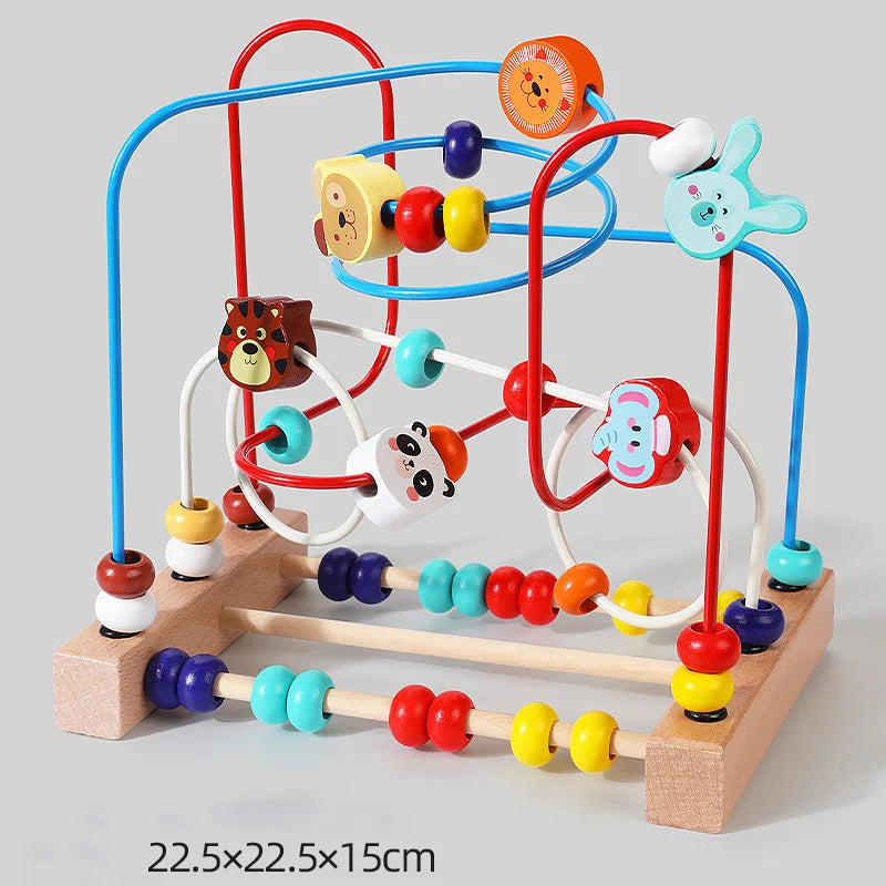 EZ Montessori Baby Toys Wooden Roller Coaster Bead Maze Abacus Math Toys Toddler Early Educational Toys for 1 2 3 Years Kids Gifts