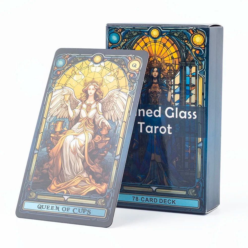 EZ Stained Glass Tarot A 78-Card Deck Leisure Entertainment Game Card Family Gathering Divination Board Playing Games 10.3*6Cm