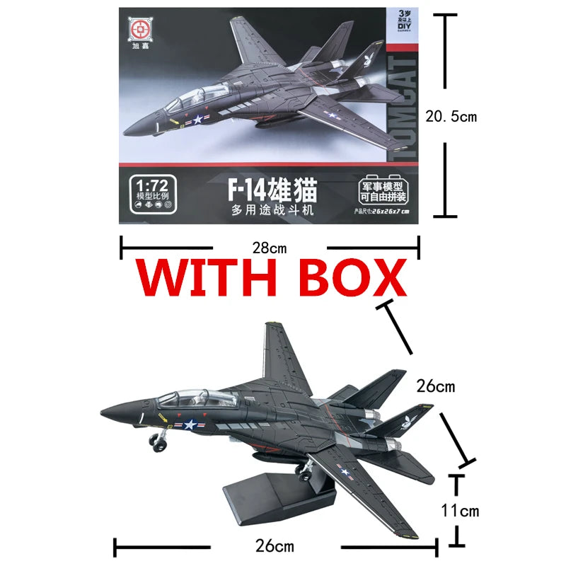 EZ 1:72 Creative Military Series Building Blocks New Black F14 Panda Multi Purpose Supersonic Fighter Model Toys For Kids Xmas Gift