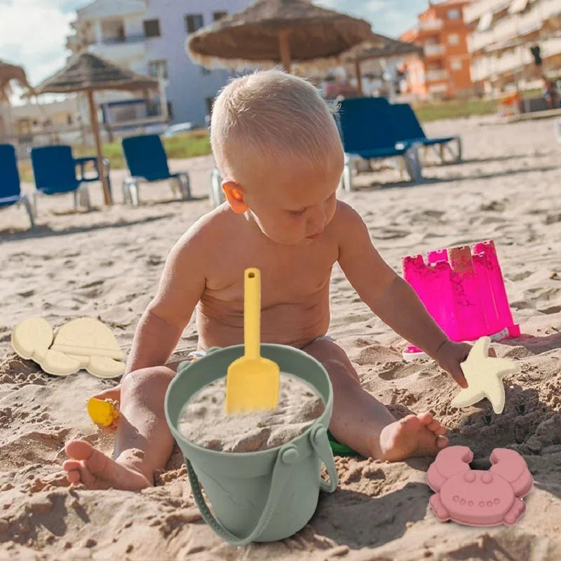 EZ Children Silicone Beach Toy Shovel Ocean Outdoor Parent-child Beach Portable Beach Bucket Durable Sand Digging And Storage Tool