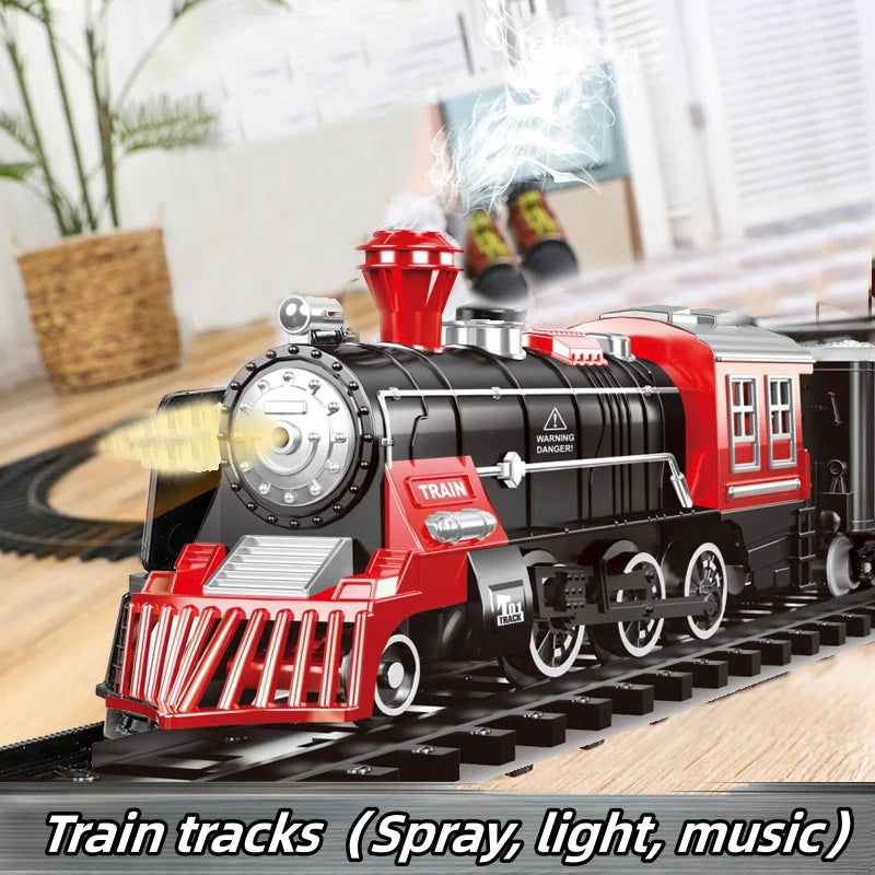 EZ Kids Electric Steam Train Toy Rail High-Speed Rail Parking Lot Model Family Reunion Party Game Boy EMU Birthday Gift