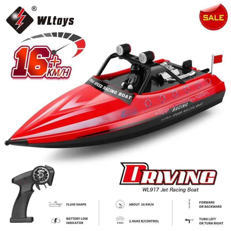 EZ WLtoys WL-917 RC Racing Boat 16KM/H 2.4GHz Remote Control Toys High Speed Ship Jet Speedboat BoatsToy Adults Boys Kids Gift