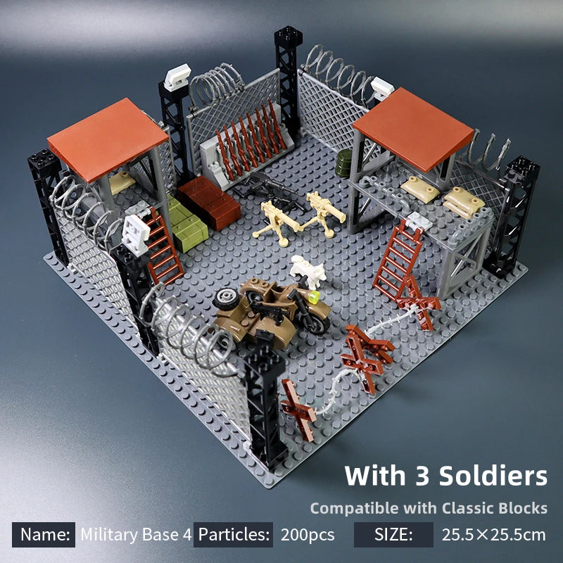 EZ MOC Military Base Building Blocks Weapons House Blocks Toys for Boys Compatible Classic Army Guns Accessories Bricks Kids Toys