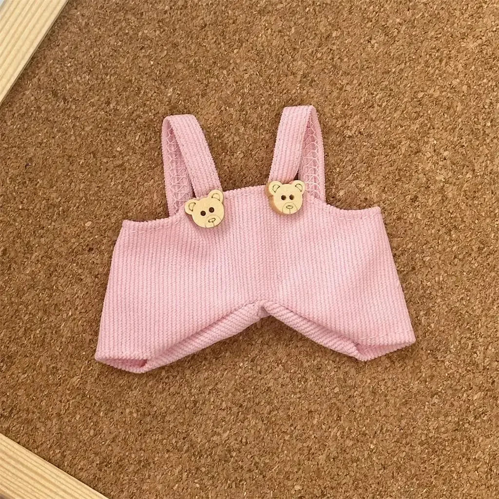 EZ For 17cm labubu V1 V2 baby clothes bear overalls outfit plush vinyl face labubu doll pendant clothes