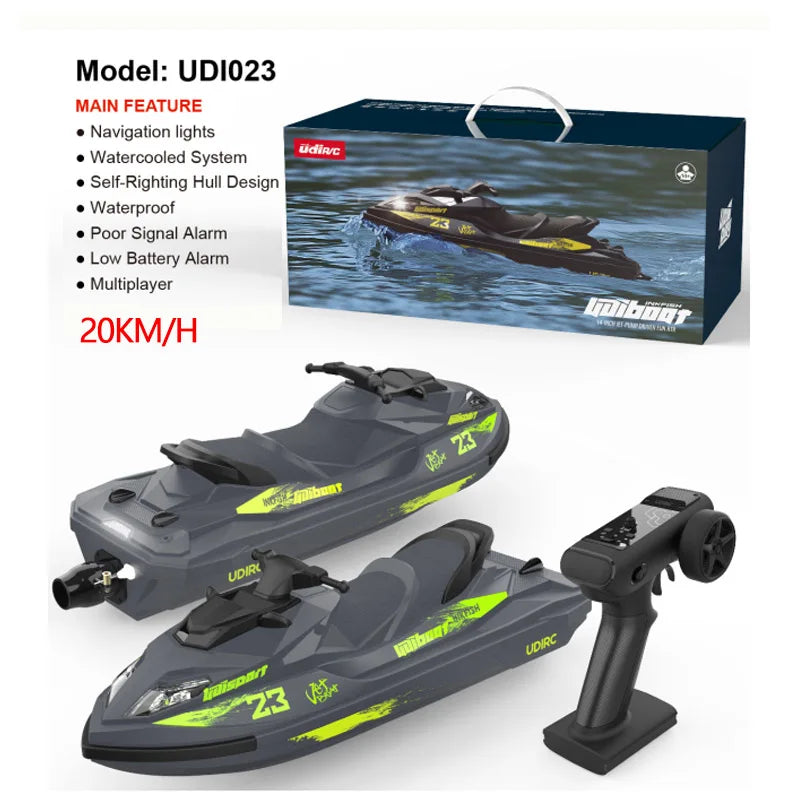 EZ UDI023 RC Speedboat 2.4G Jet Spray RC Boat Remote Control Ship Waterproof Self-Righting LED Lights RTR High-Speed Models Toys