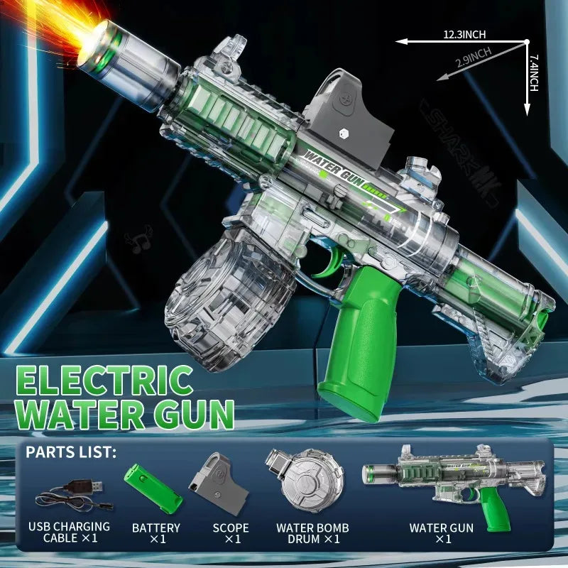 EZ New M416 Electric Water Gun With light Sprays Flame Effect Continuously High-pressure High-speed Powerful Outdoor Water Gun Toys