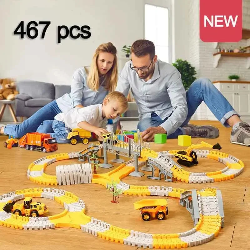 EZ 137-467pcs Children Electric Track Toy Car Engineering Car Kids Educational Toys Track Car Train Toys for Children Birthday Gift