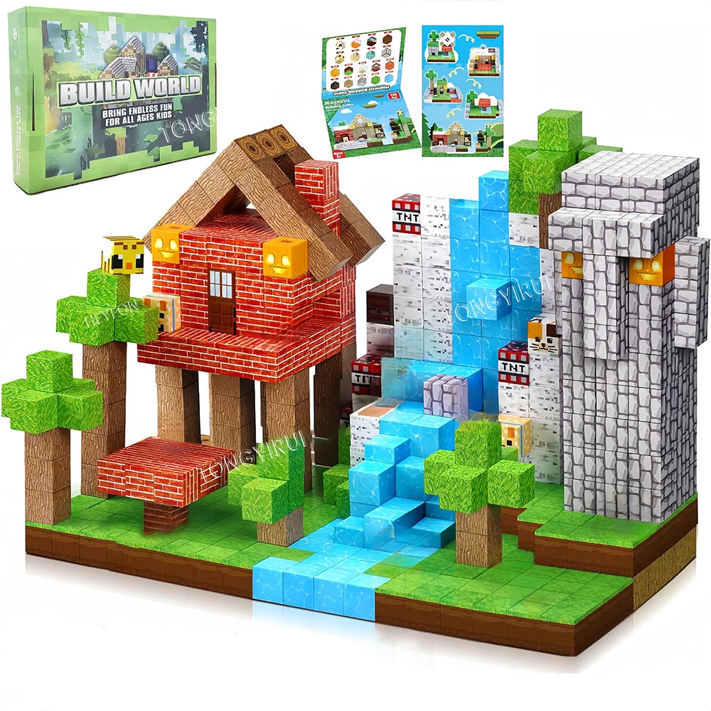 EZ Magnetic Building Blocks Toy Build Mine Magnet World Construction Set STEM Sensory Educational Christmas Gift