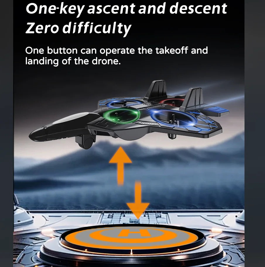EZ Foam RC Plane Fighter 2.4G Remote Control Stunt Glider 360 ° Rolling Flight Flying EPP Foam Aircraft with LED Toys for Kids