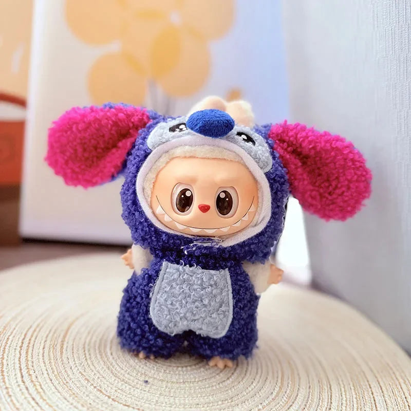 EZ Labubu Doll Clothes Stitch Costume Set - Cute Cartoon Character Outfit for 17cm Pullip Blythe OB11 BJD Dolls