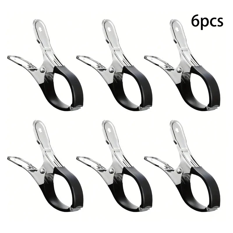 EZ 6 Pieces Durable Stainless Steel Pool Cover Clips with Blue Plastic Handles - Heavy Duty Windproof Spring Clips for Secure Above