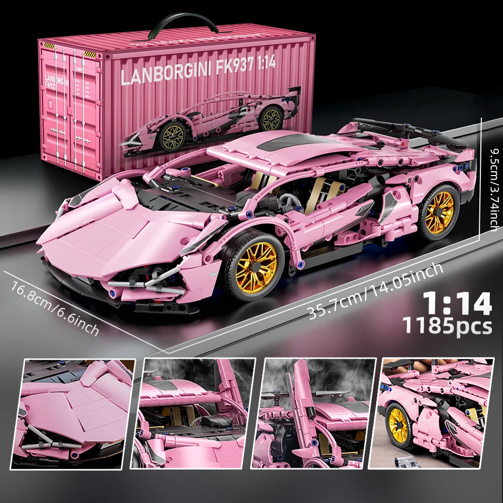 EZ ToylinX 1:14 Building Blocks Car MOC City Speed Car Luxury Auto Racing Vehicle with Super Racers Bricks Toys for Children Gift