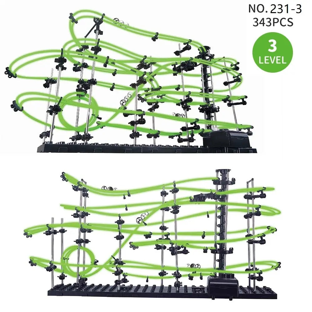 EZ Marble Run Maze Race Track Games Luminous Spacerail Roller Coaster Level 2 3 4 Electric Elevator Model Education Science Toy