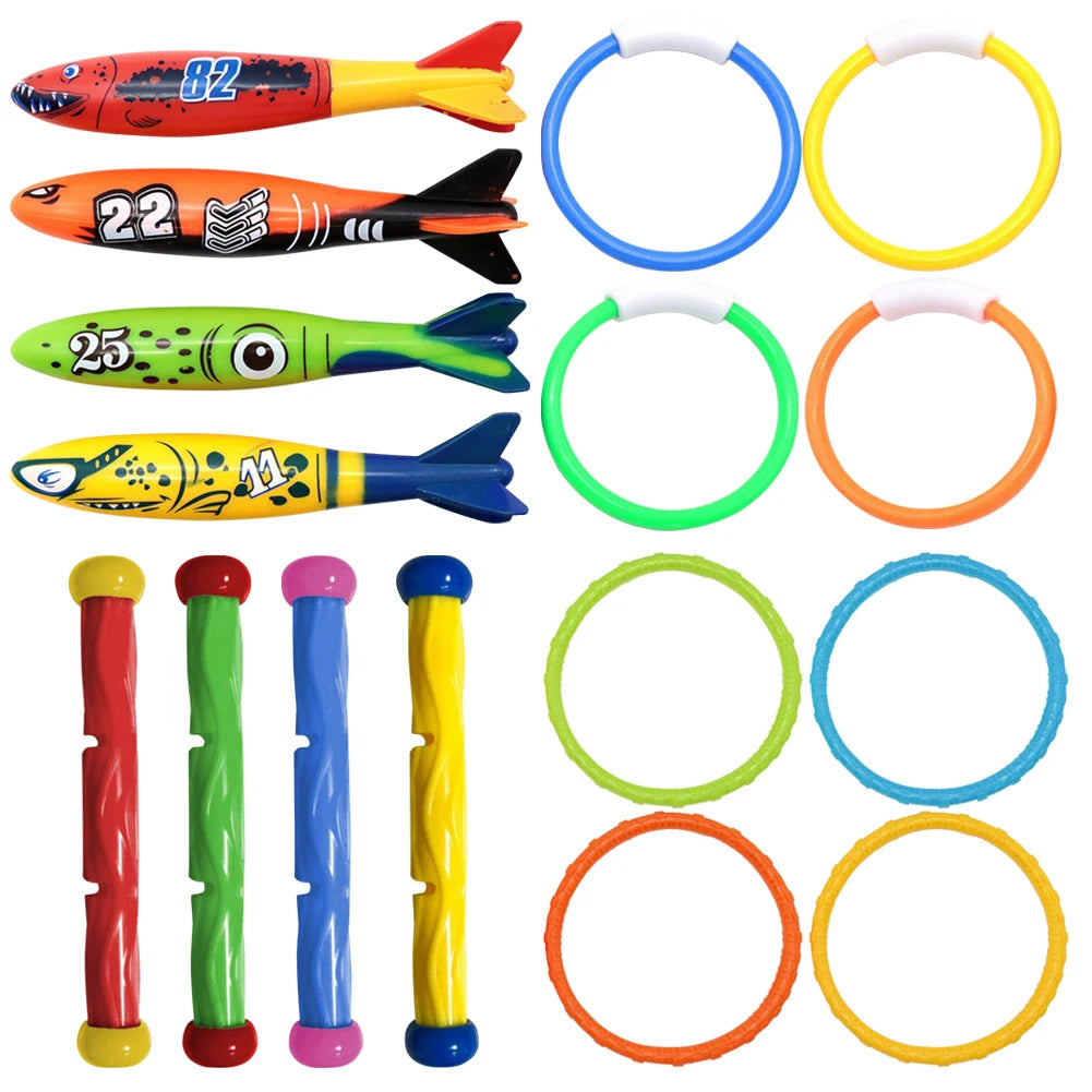 EZ 4Pcs Summer Pool Diving Toys Multicolor Underwater Diving Toys Creative Throwing Dive Water Toy Swimming Pool Accessories