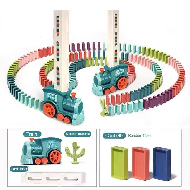 EZ Automatic Laying Domino Train Electric Car Brick Blocks Kits Creative Games Intelligence Educational DIY Toys Kids Birthday Gift
