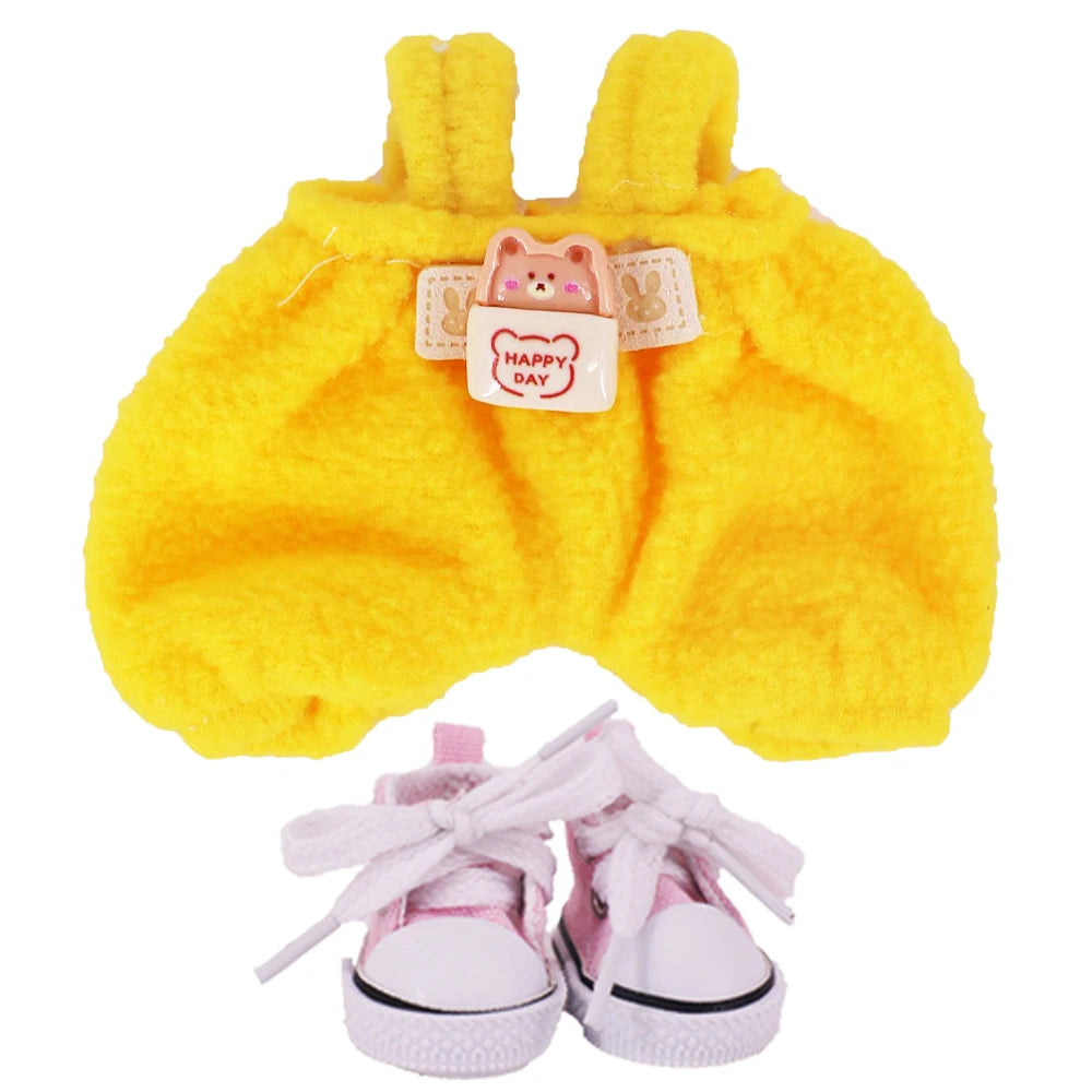EZ Doll Pants+Doll Shoes For labubu 17cm Plush Doll Clothes Accessories Girl's Toys Birthday Present