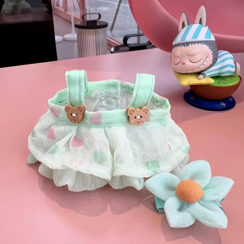 EZ 17cm Cute Mini Plush Doll'S Clothes Outfit Accessories For Labubu II Idol Dolls Flower fairy wedding dress Clothing DIY Kid Gift