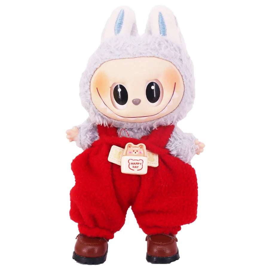 EZ Doll Pants+Doll Shoes For labubu 17cm Plush Doll Clothes Accessories Girl's Toys Birthday Present