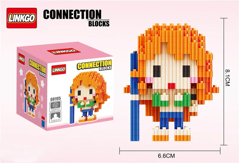 EZ One Piece Connection Building Blocks Luffy Chopper Nami Sanji Zoro Usopp Ace Franky Brook Robi Diamond Brick Figure Toy For Kids