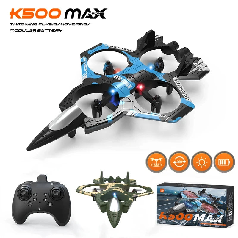 EZ K500 MAX RC Plane Fighter 2.4G Remote Control Stunt Glider 360 ° Rolling Flight Flying EPP Foam Airplane with LED Toys for Kids
