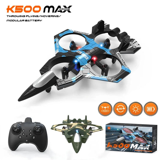 EZ K500 MAX RC Plane Fighter 2.4G Remote Control Stunt Glider 360 ° Rolling Flight Flying EPP Foam Airplane with LED Toys for Kids