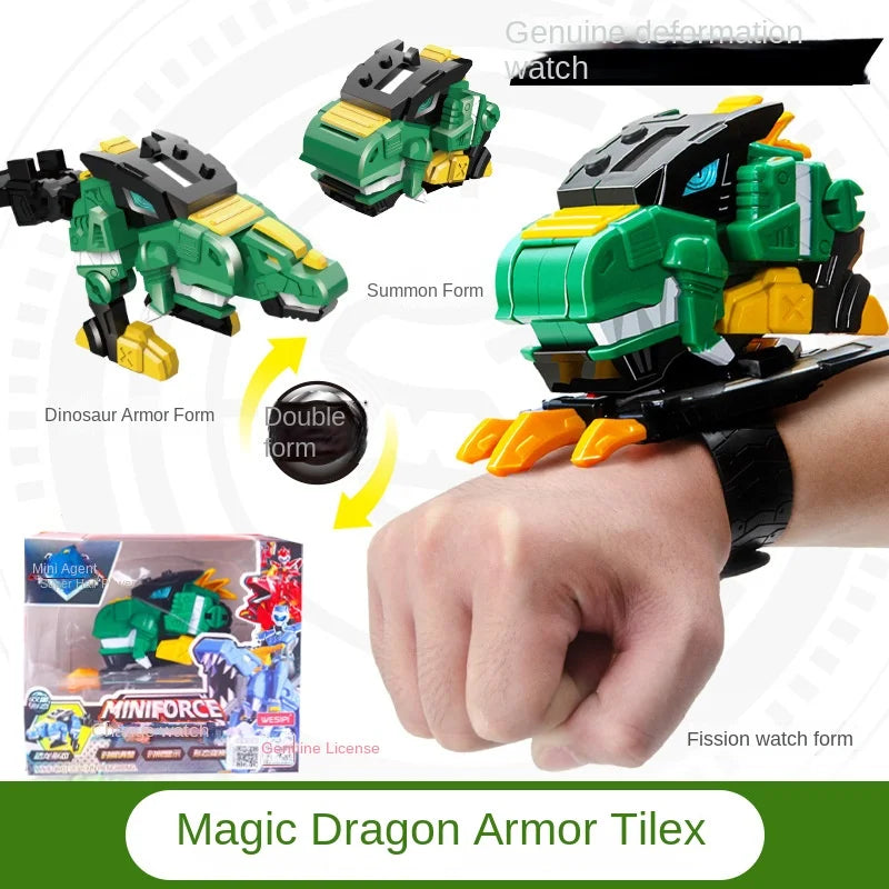EZ Genuine Mini Secret Service Watch Toy Boy Mecha Robot Ruper Dinosaur Power Deformation Toy Suit Action Figures Kids Gifts