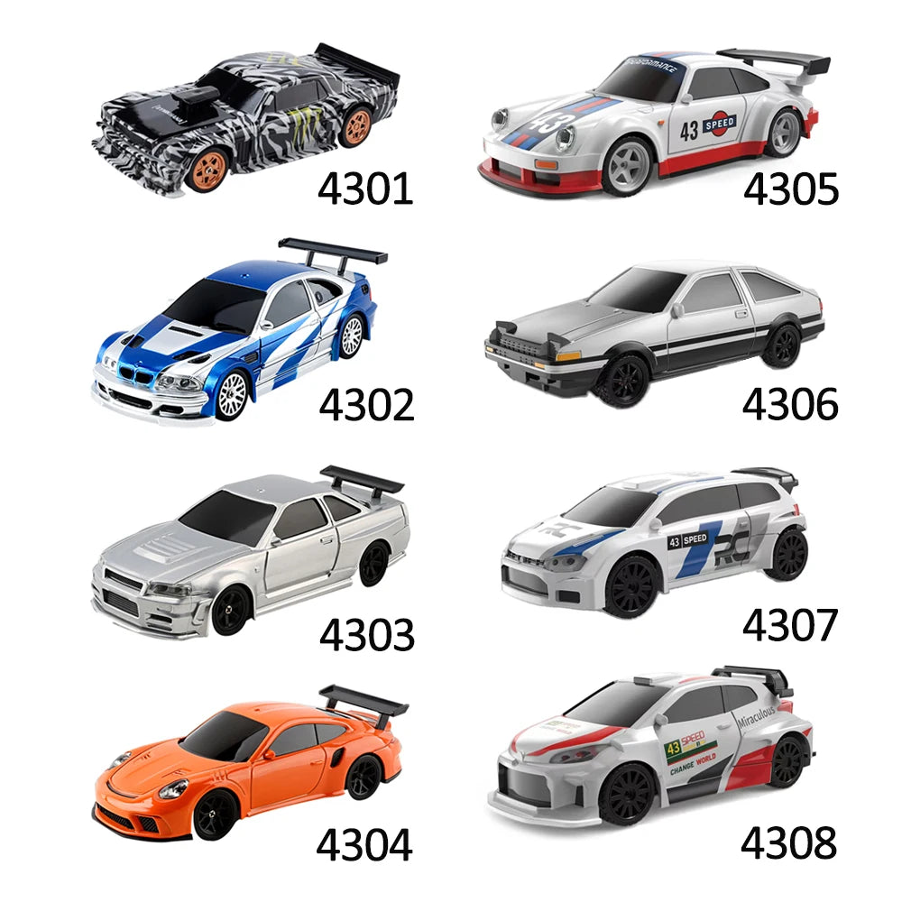 EZ 1/43 RC Car 2.4G Mini remote Control Racing Drift Car RTR 4WD Off-road High Speed Vehicle Model Toys for Kids Adults Mini Gifts