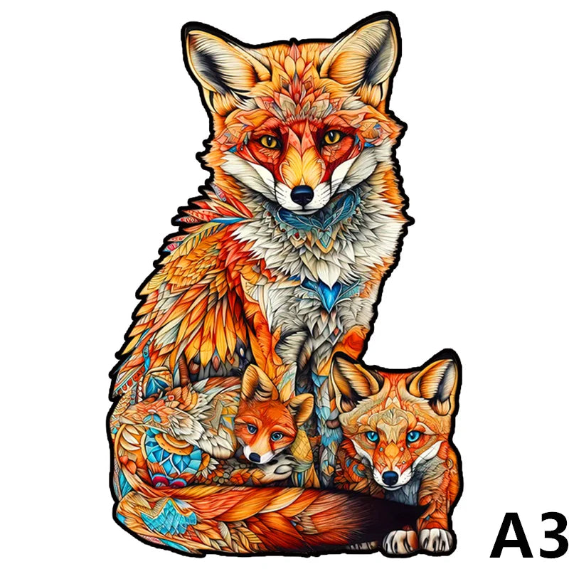 EZ Adult Animal Wooden Puzzle Round Peacock and Bird Wooden Puzzle Children's Puzzle Toy Festival Gift Fox Shape Jigsaw Puzzles