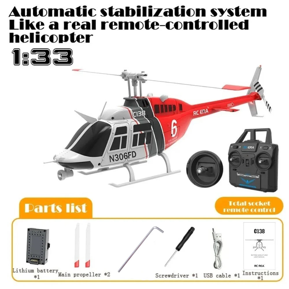 EZ RC ERA C138 1:36 Remote Control Simulation RC Bell 206 Helicopter Altitude Hold 2.4g Genuine 6axis Gyro