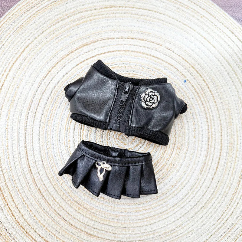 EZ Labubu Doll Clothes Plush Doll'S Clothes Cool And Sweet Leather Clothing Labubu I II Idol Dolls Sitting Party Accessories