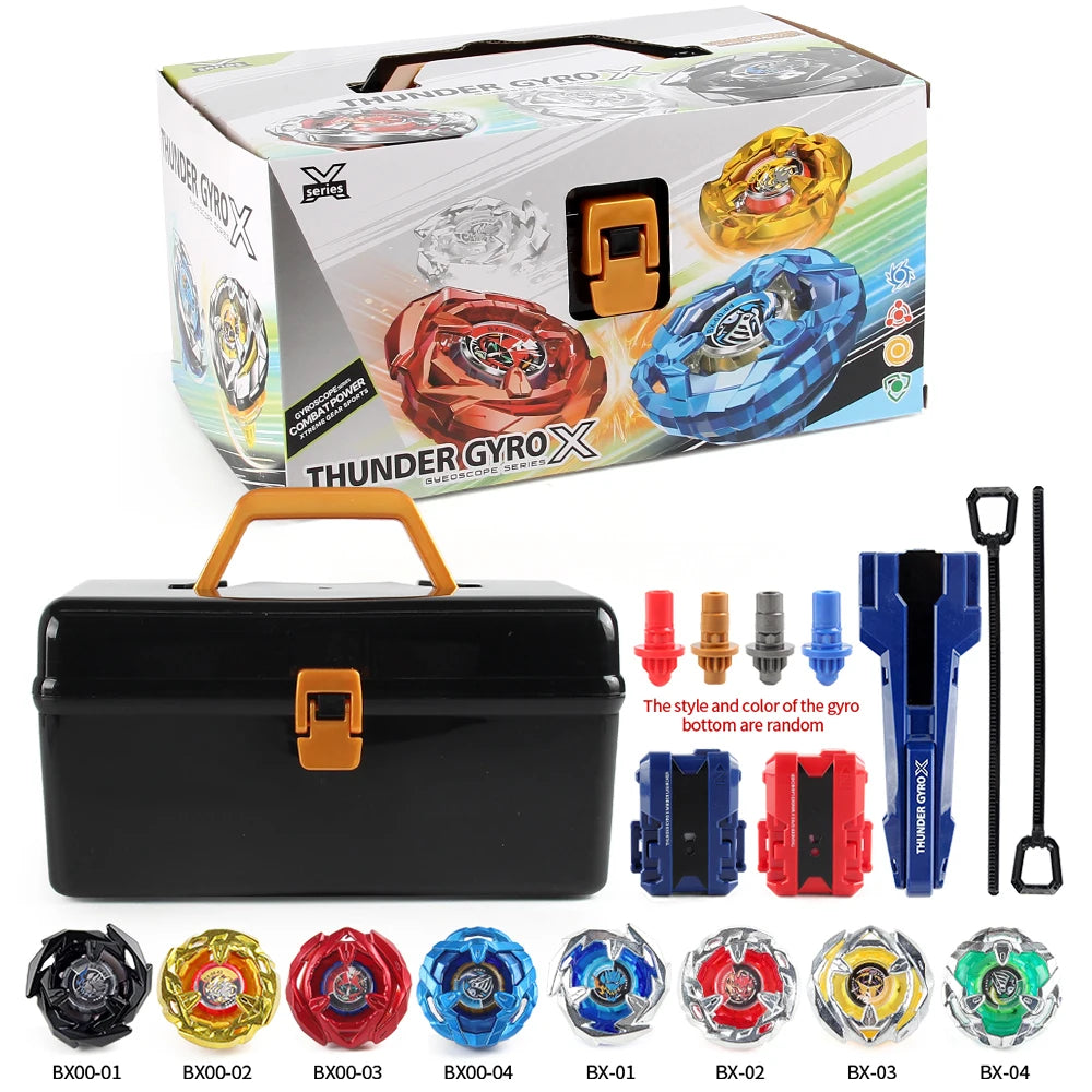 EZ Bey X Spinning Toy Kit Gyro Metal Battle Tops with Launchers Organize Box Set Gift